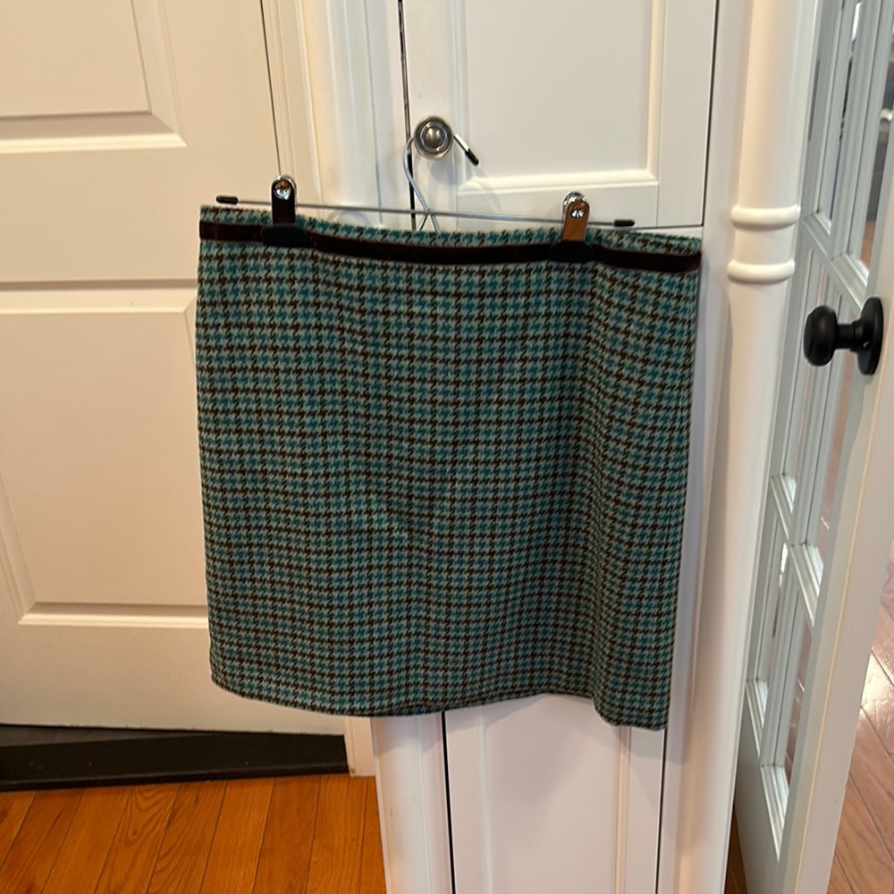 Banana Republic Teal and Brown Houndstooth Skirt
